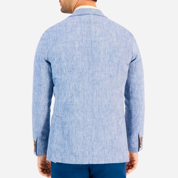 Club Room Mens 100% Linen Blazer SIZE XXL (48 - 50) NEW Chambray Blue Linen - Picture 2 of 12